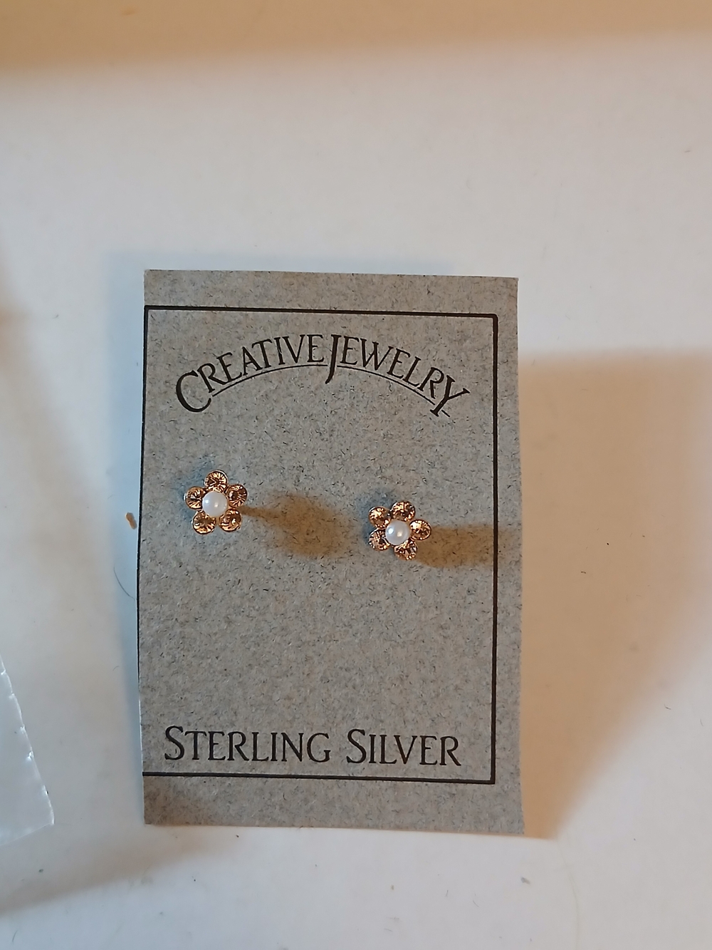 Rose Gold Flower Pearl Stud Earrings - Sterling Silver
